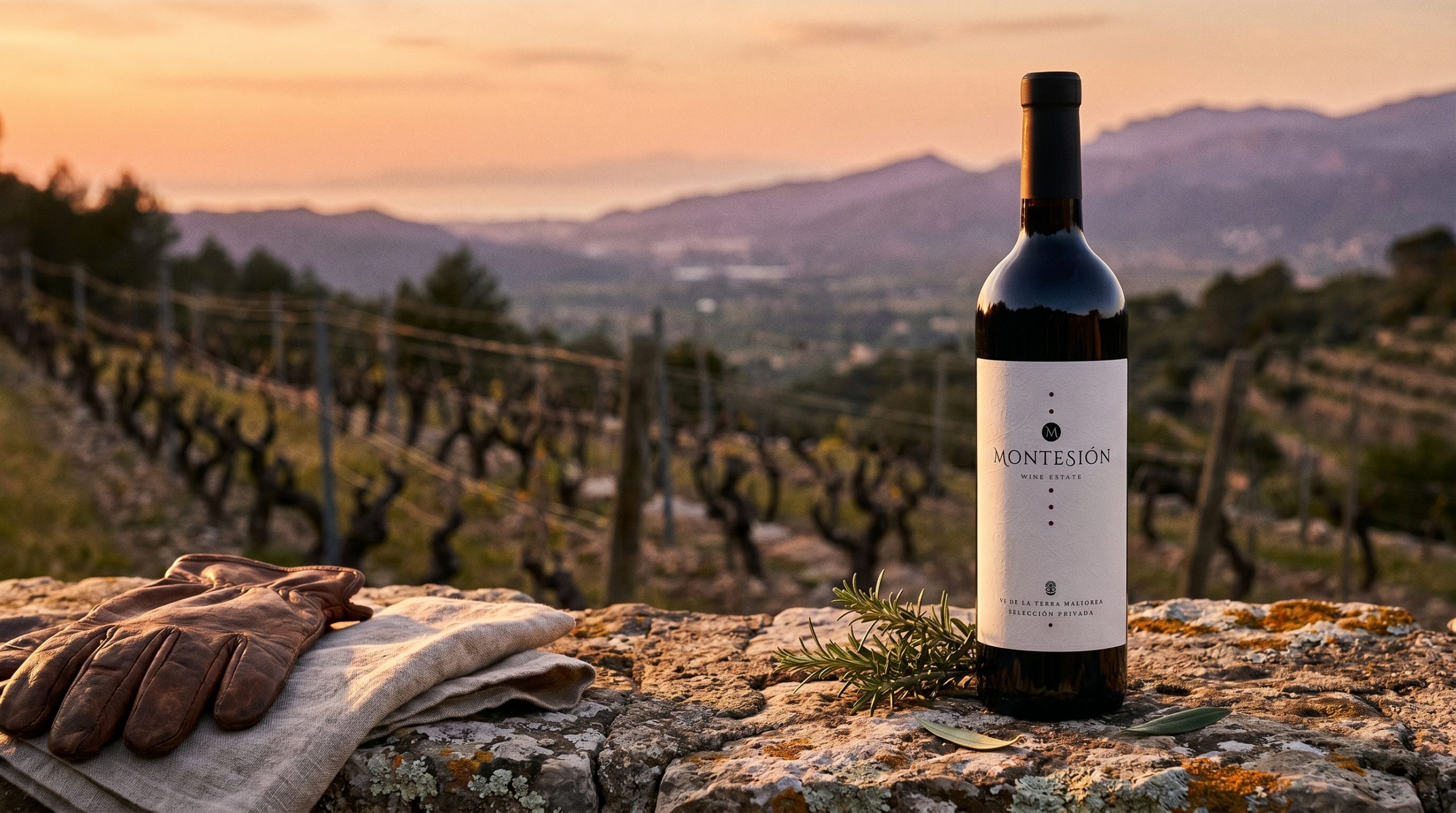 biodynamic vs organic wine — Sun-drenched limestone vineyard in Mallorca, vibrant green vines, soft morning light, Mediterranean atmosphere, natural biodiversity, peaceful and authentic rural setting.