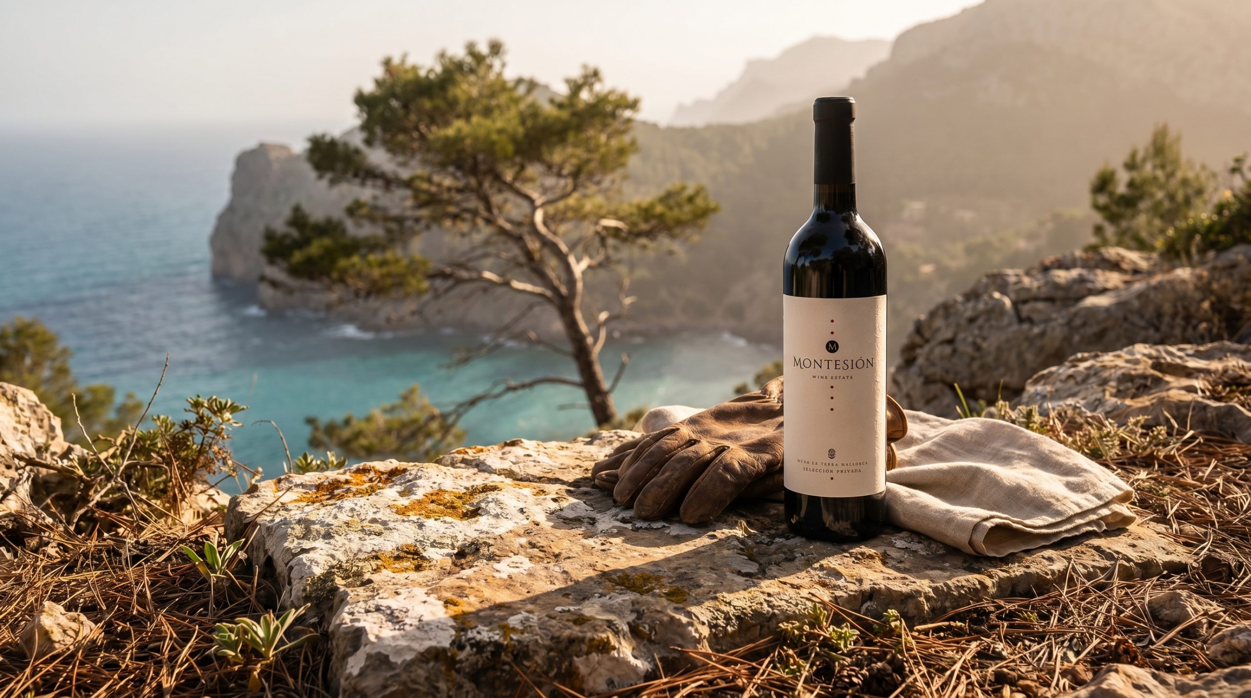 Demeter certification — Sun-drenched Mediterranean vineyard rows with diverse cover crops, soft golden hour light, vibrant soil texture, authentic biodynamic landscape, peaceful and natural.