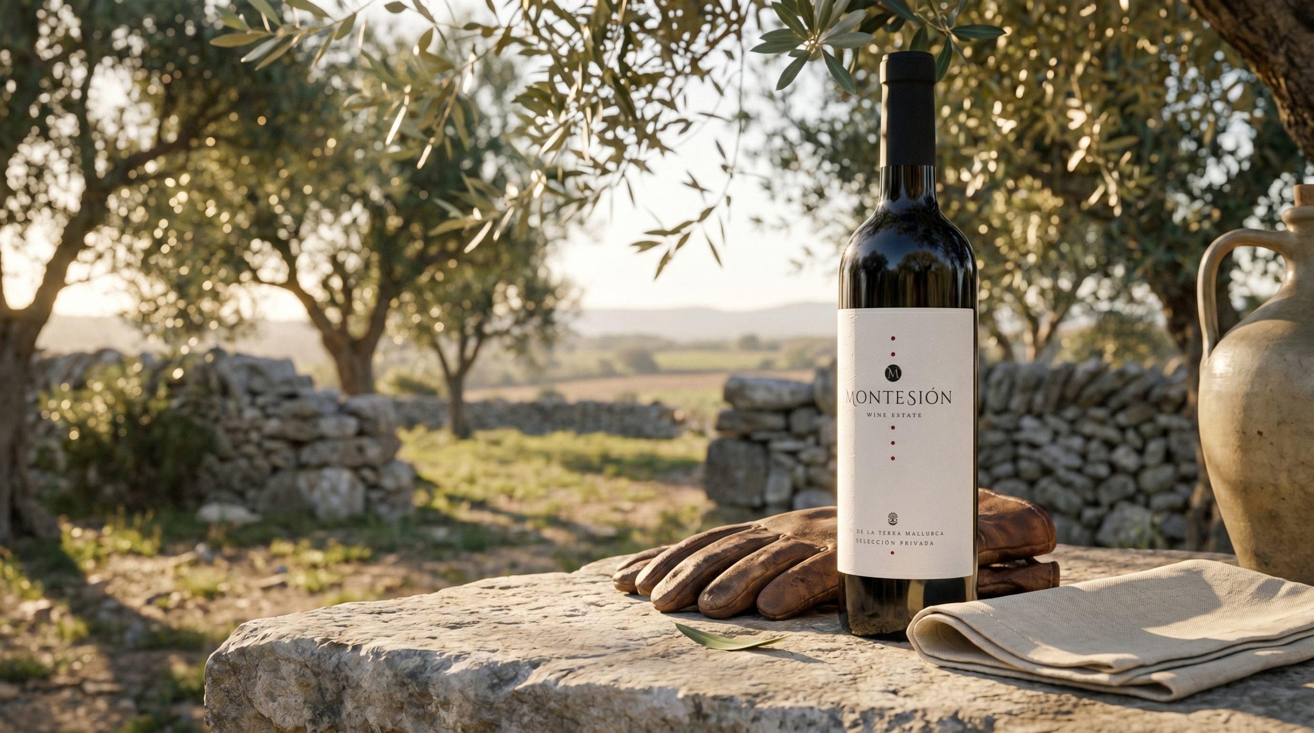 demeter wine certification — Sun-drenched Mediterranean vineyard rows, rich dark soil, vibrant green foliage, soft golden hour light, peaceful and natural atmosphere.