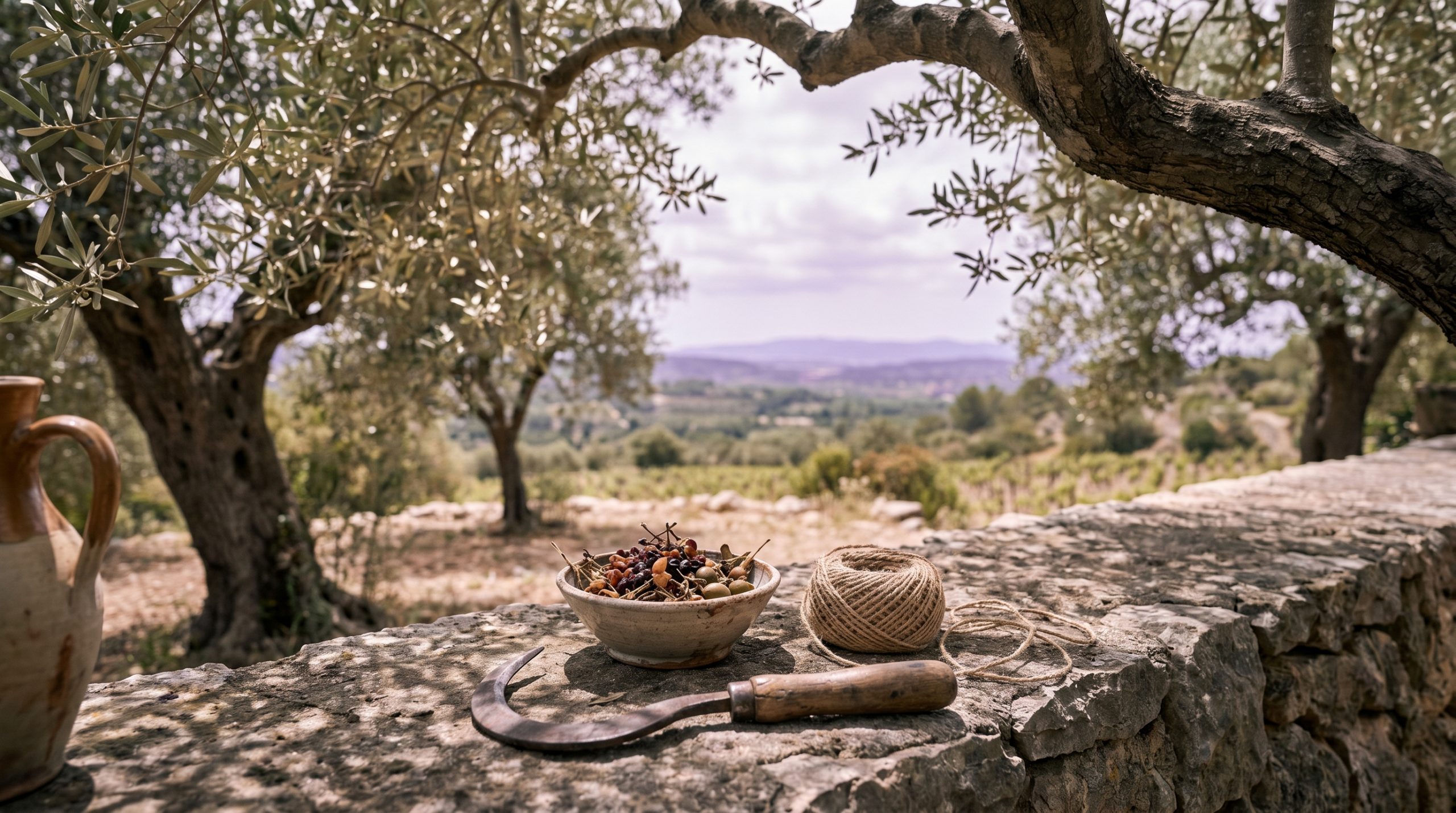 indigenous grapes mallorca — Sun-drenched Mediterranean vineyard with rocky limestone soil, ancient gnarled vines, and subtle maritime breeze, bathed in warm, golden late-afternoon sunlight.