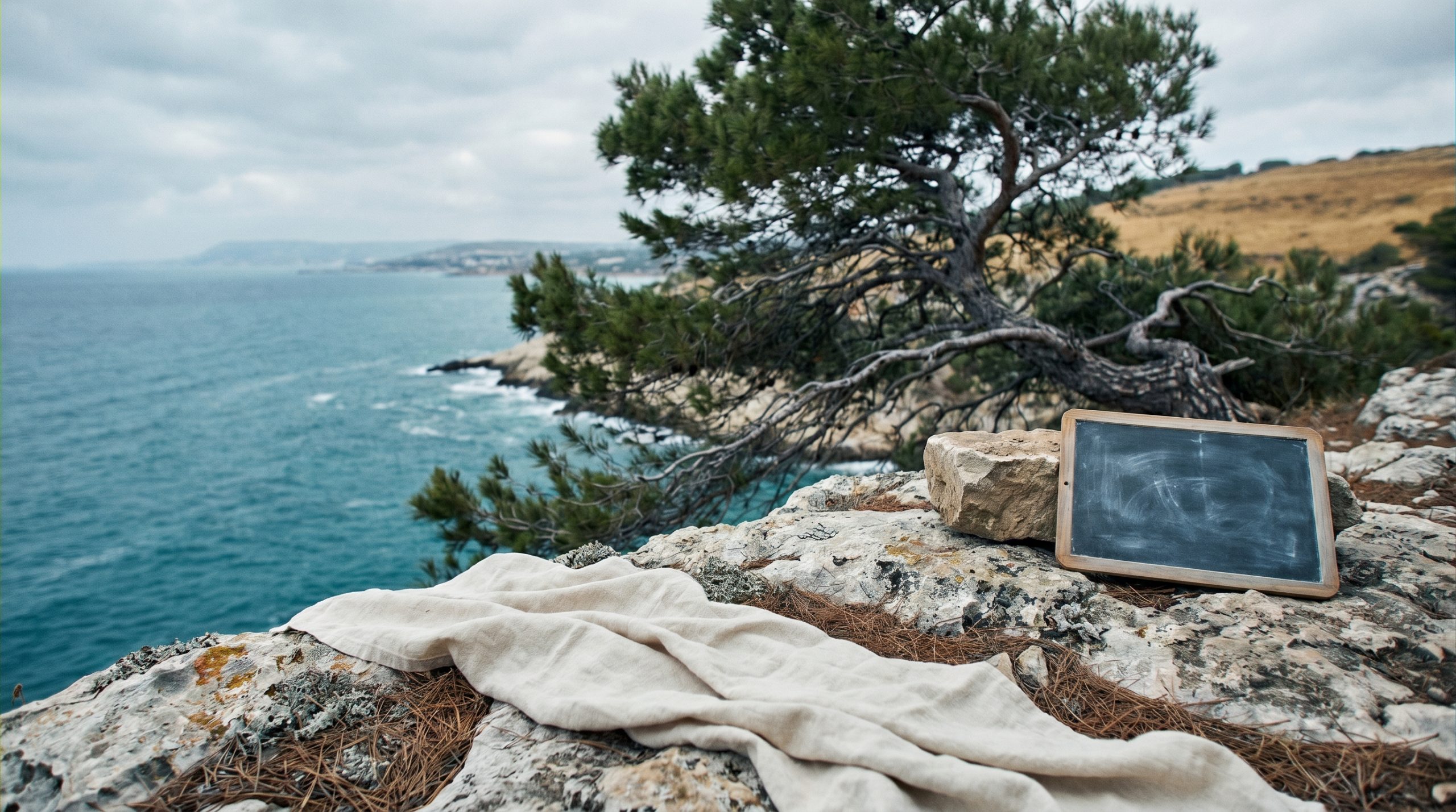 mallorca indigenous wine grapes — Sun-drenched Mediterranean vineyard with rocky limestone soil, ancient gnarled vines, deep green leaves, and a soft coastal breeze under a clear blue sky.
