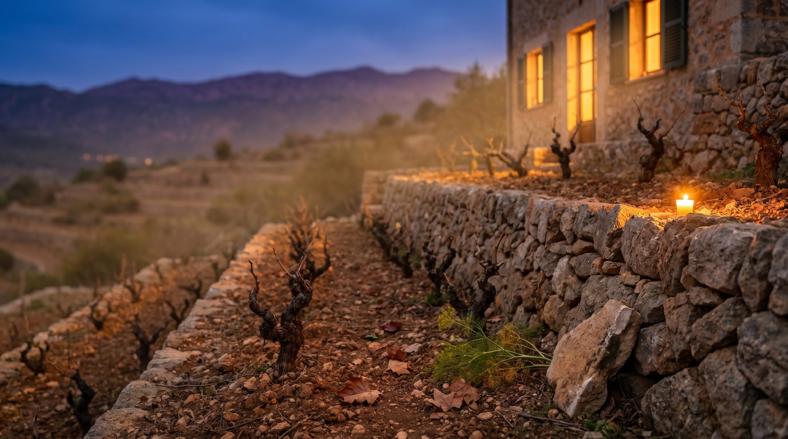 organic de-alcoholised wine — Sunlit Mediterranean cellar with modern stainless steel extraction equipment alongside traditional oak barrels, soft natural light illuminating calcareous stone walls and clean surfaces.